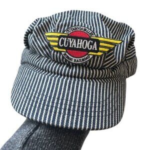 Cuyahoga Conductor Hat Kids Size O/S Blue Strap Child Scenic Railroad Snapback A